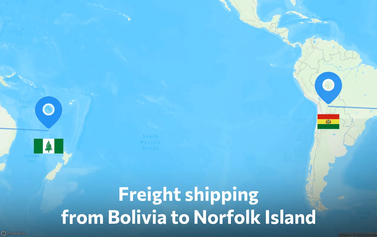 Shipping route from Bolivia to Norfolk Island