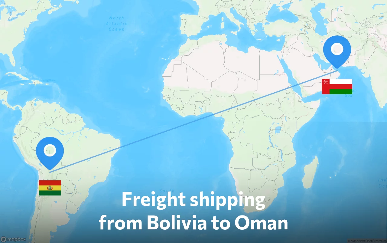 Shipping route from Bolivia to Oman