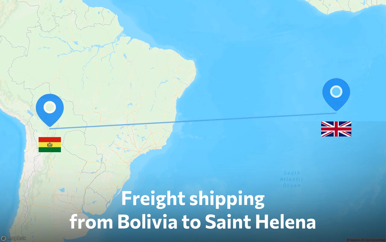Shipping route from Bolivia to Saint Helena