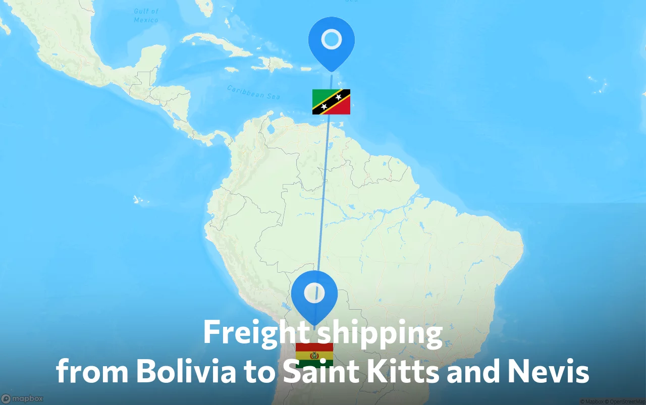 Shipping route from Bolivia to Saint Kitts and Nevis
