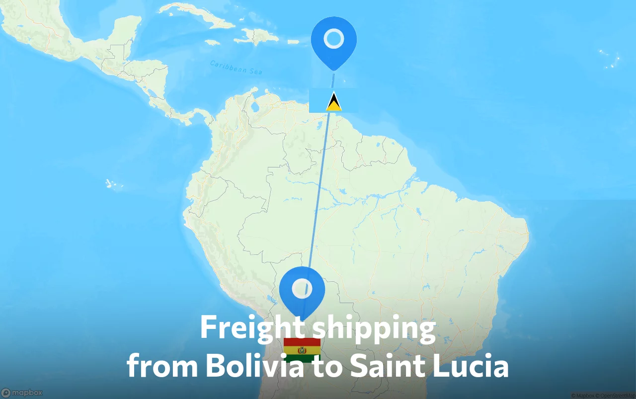 Shipping route from Bolivia to Saint Lucia