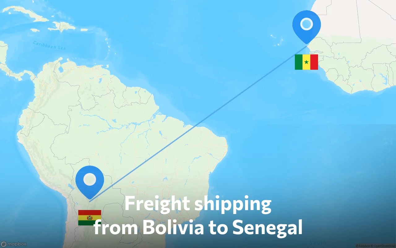 Shipping route from Bolivia to Senegal