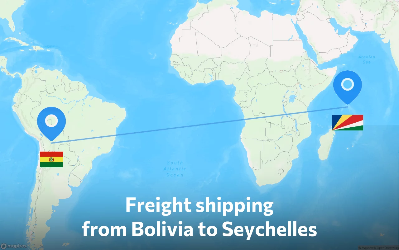 Shipping route from Bolivia to Seychelles