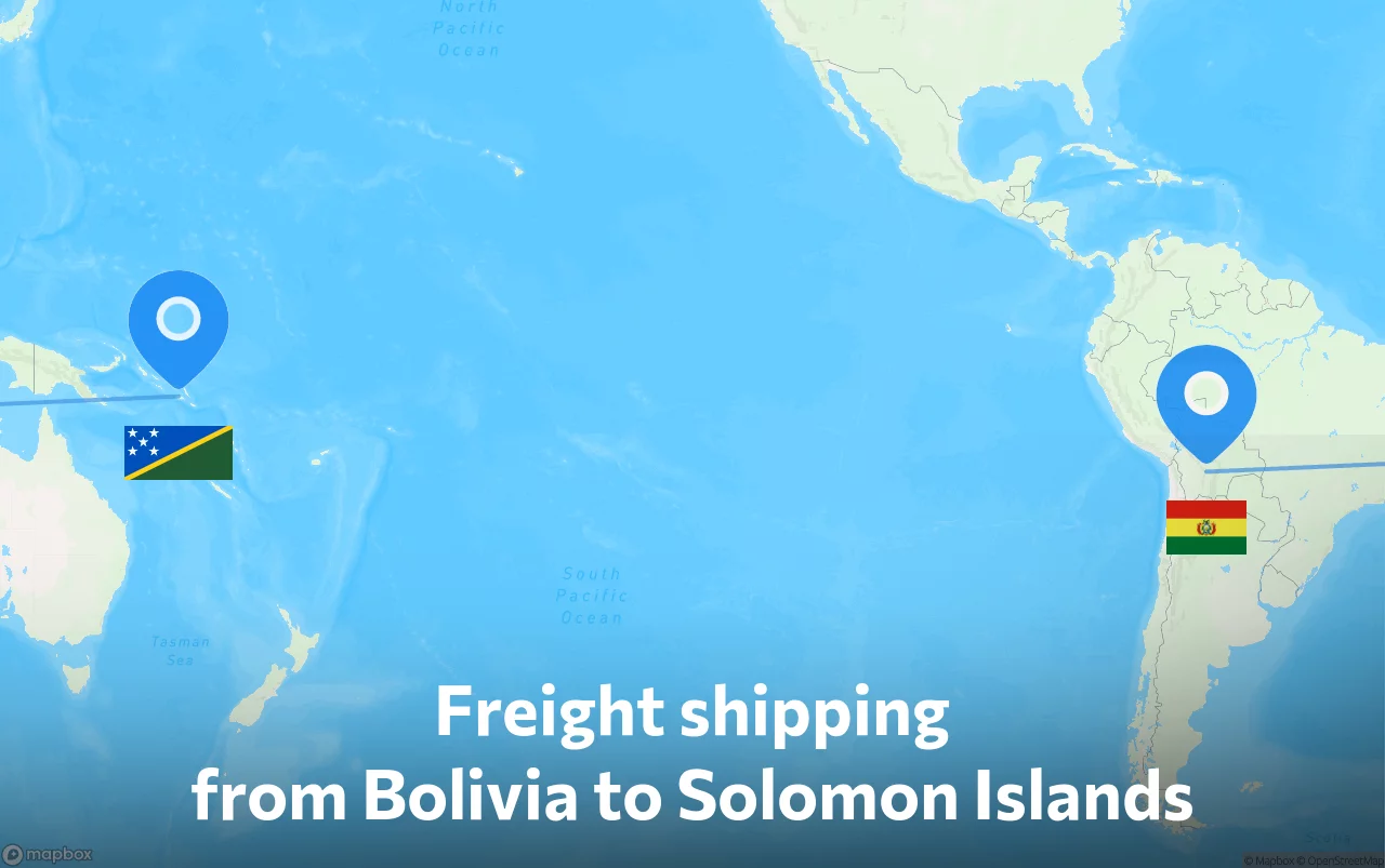 Shipping route from Bolivia to Solomon Islands