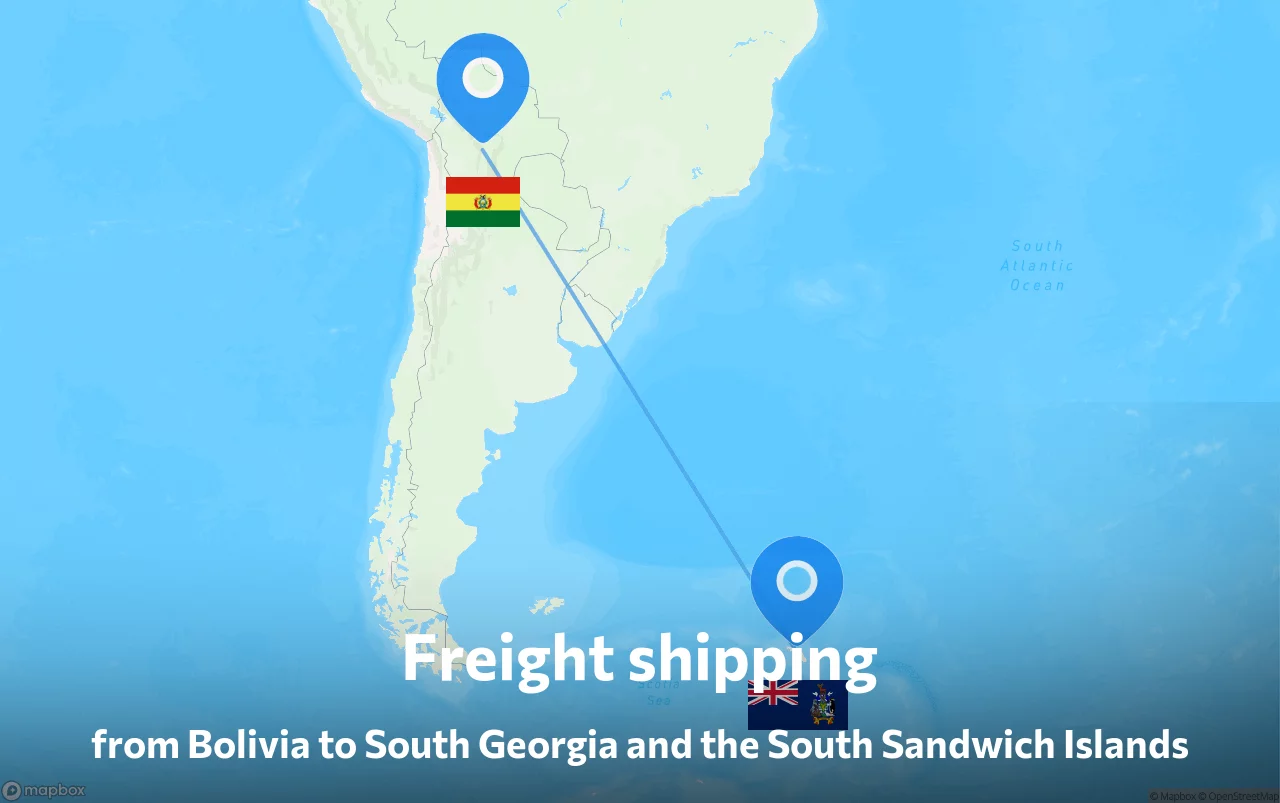 Shipping route from Bolivia to South Georgia and the South Sandwich Islands