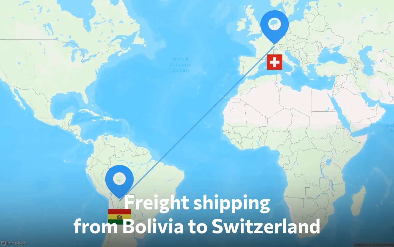 Shipping route from Bolivia to Switzerland