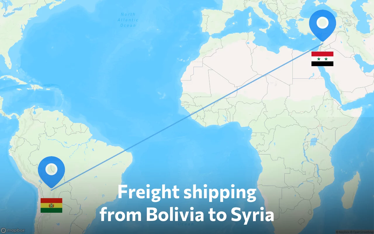 Shipping route from Bolivia to Syria
