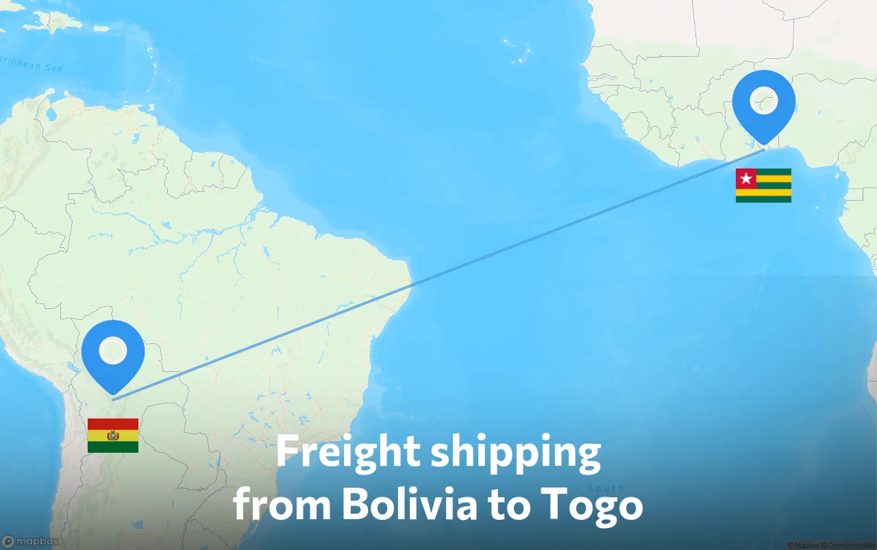 Shipping route from Bolivia to Togo