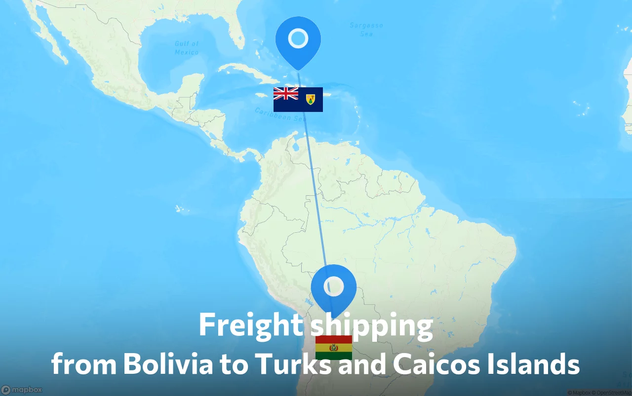 Shipping route from Bolivia to Turks and Caicos Islands