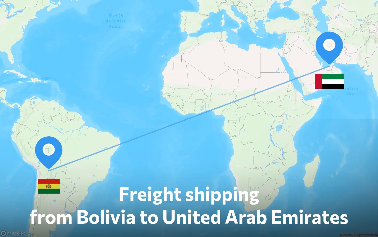 Shipping route from Bolivia to United Arab Emirates