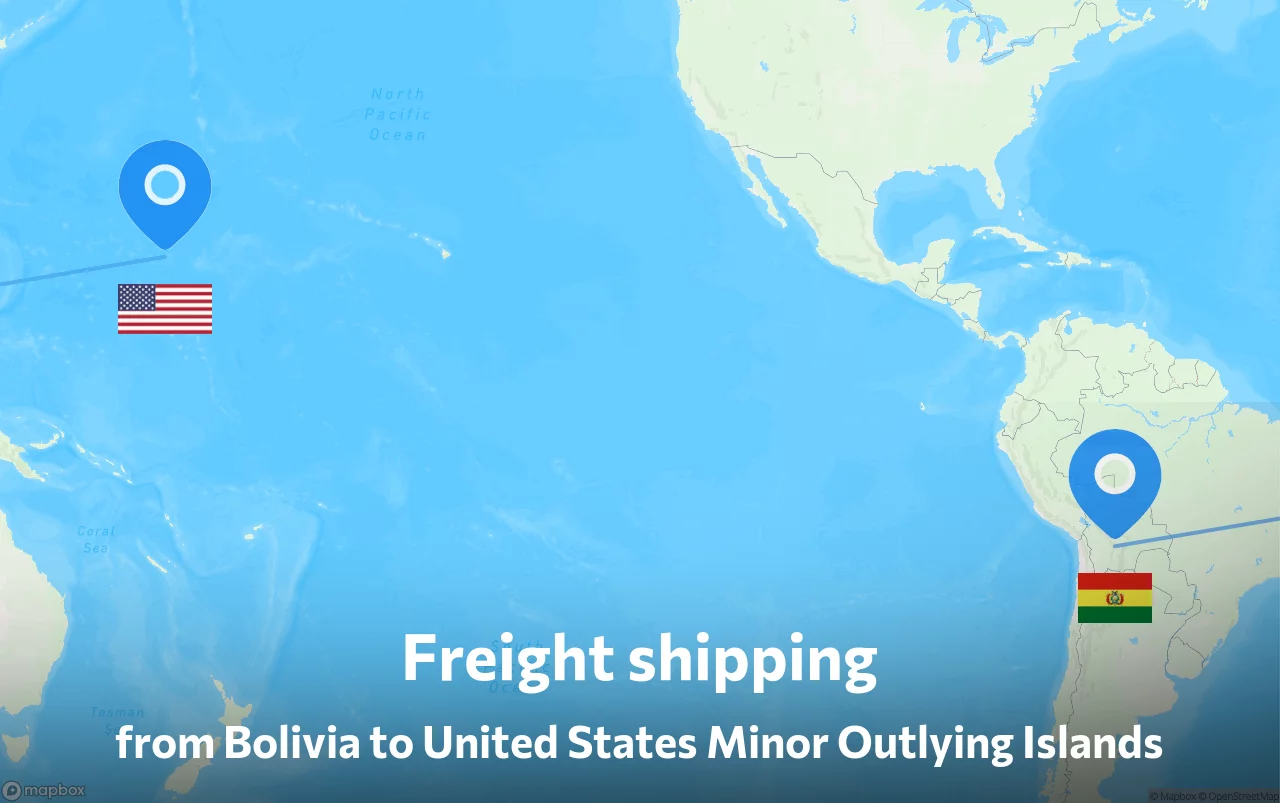 Shipping route from Bolivia to United States Minor Outlying Islands
