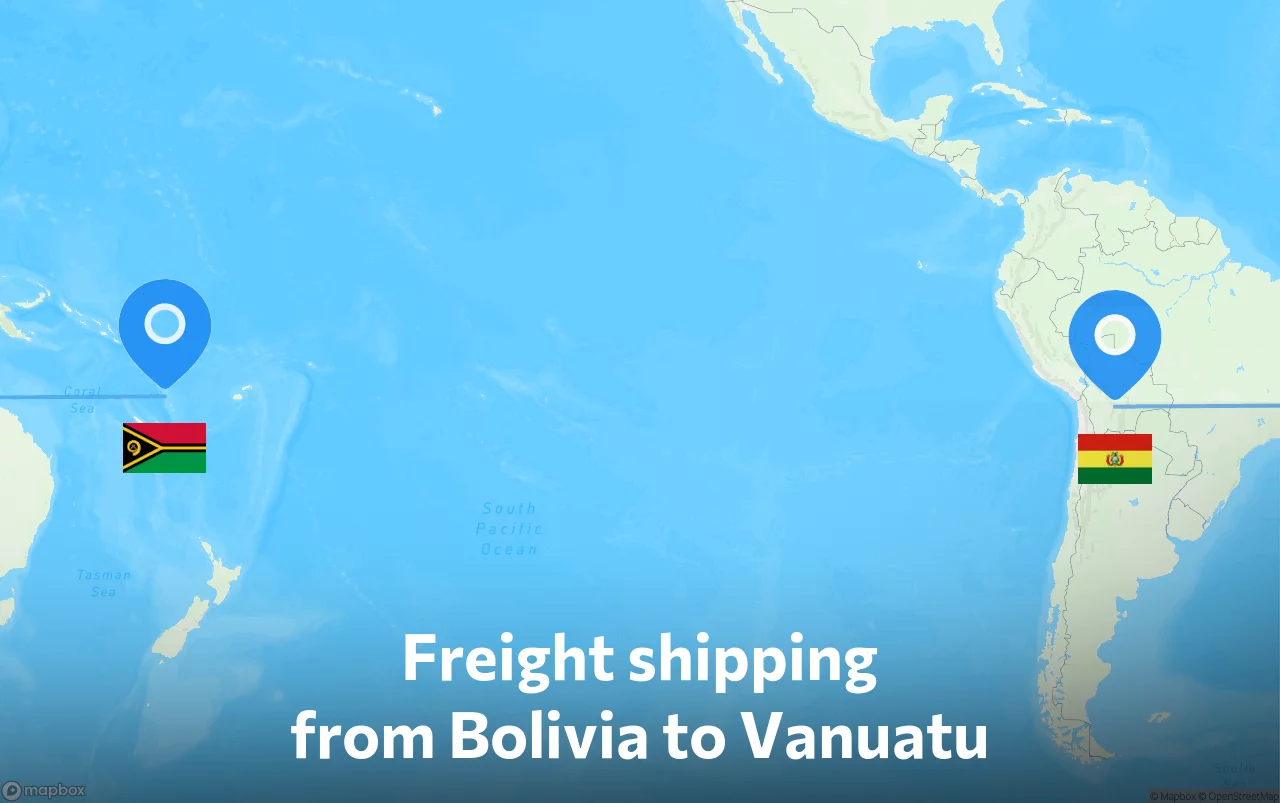 Shipping route from Bolivia to Vanuatu