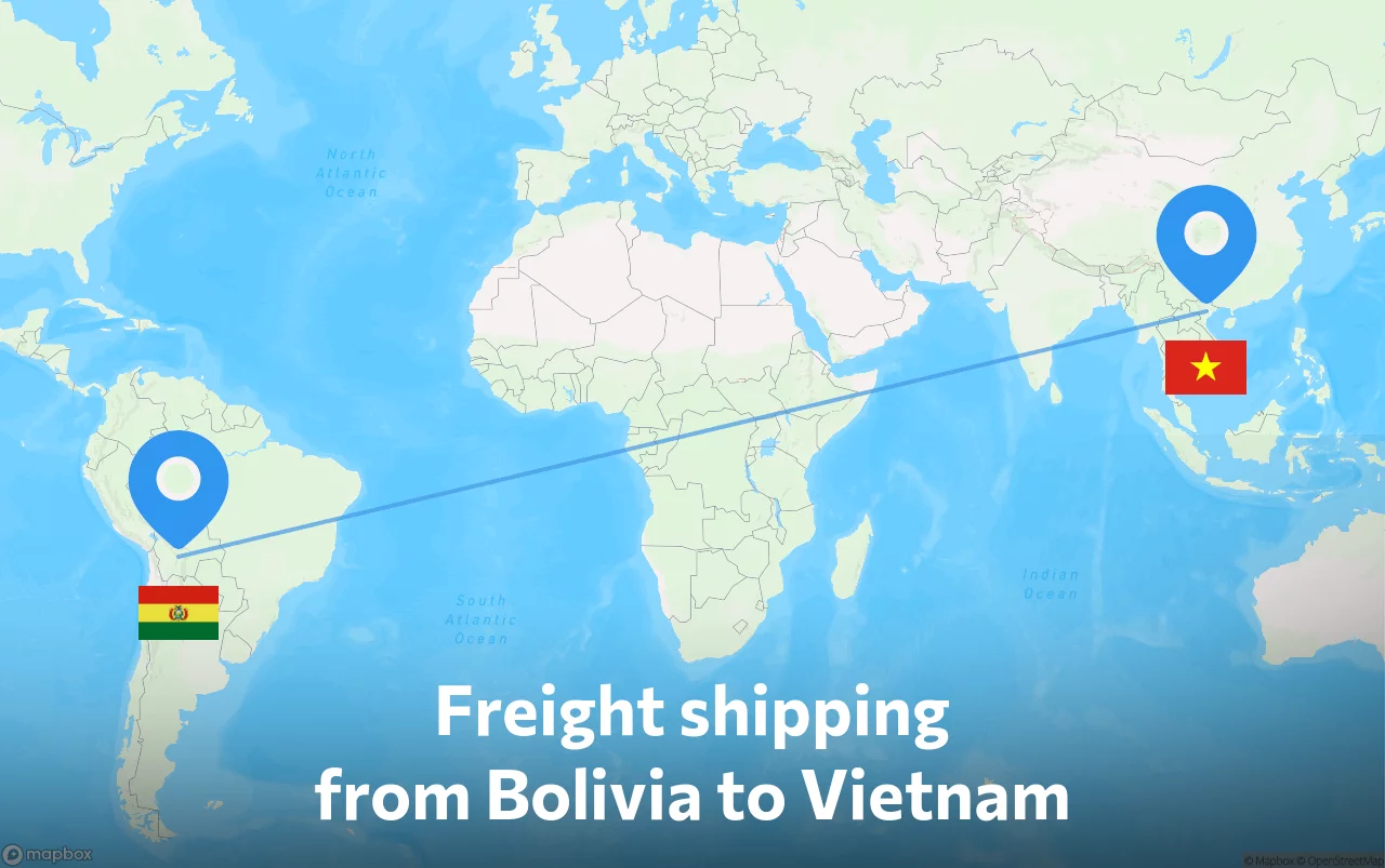Shipping route from Bolivia to Vietnam