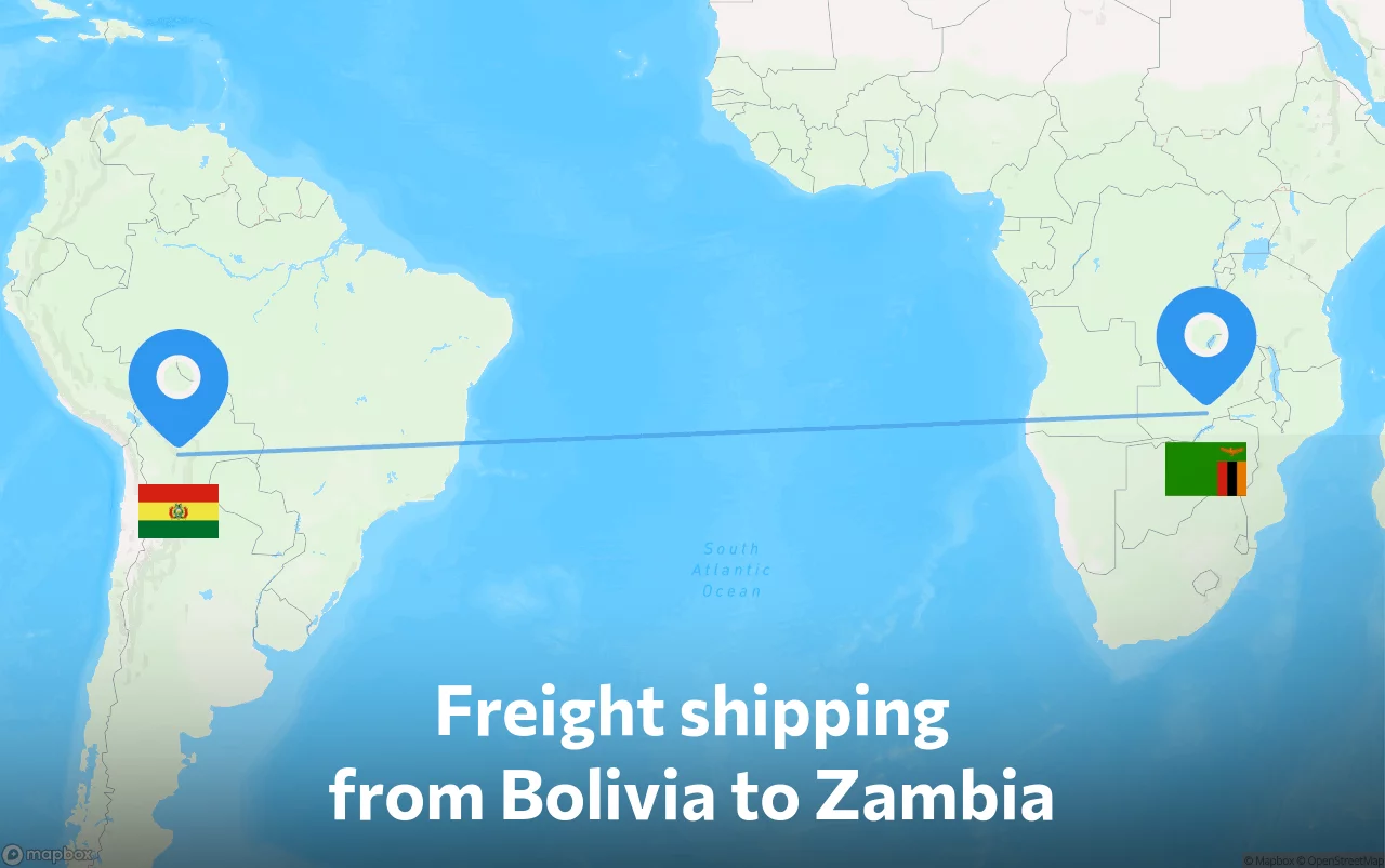 Shipping route from Bolivia to Zambia