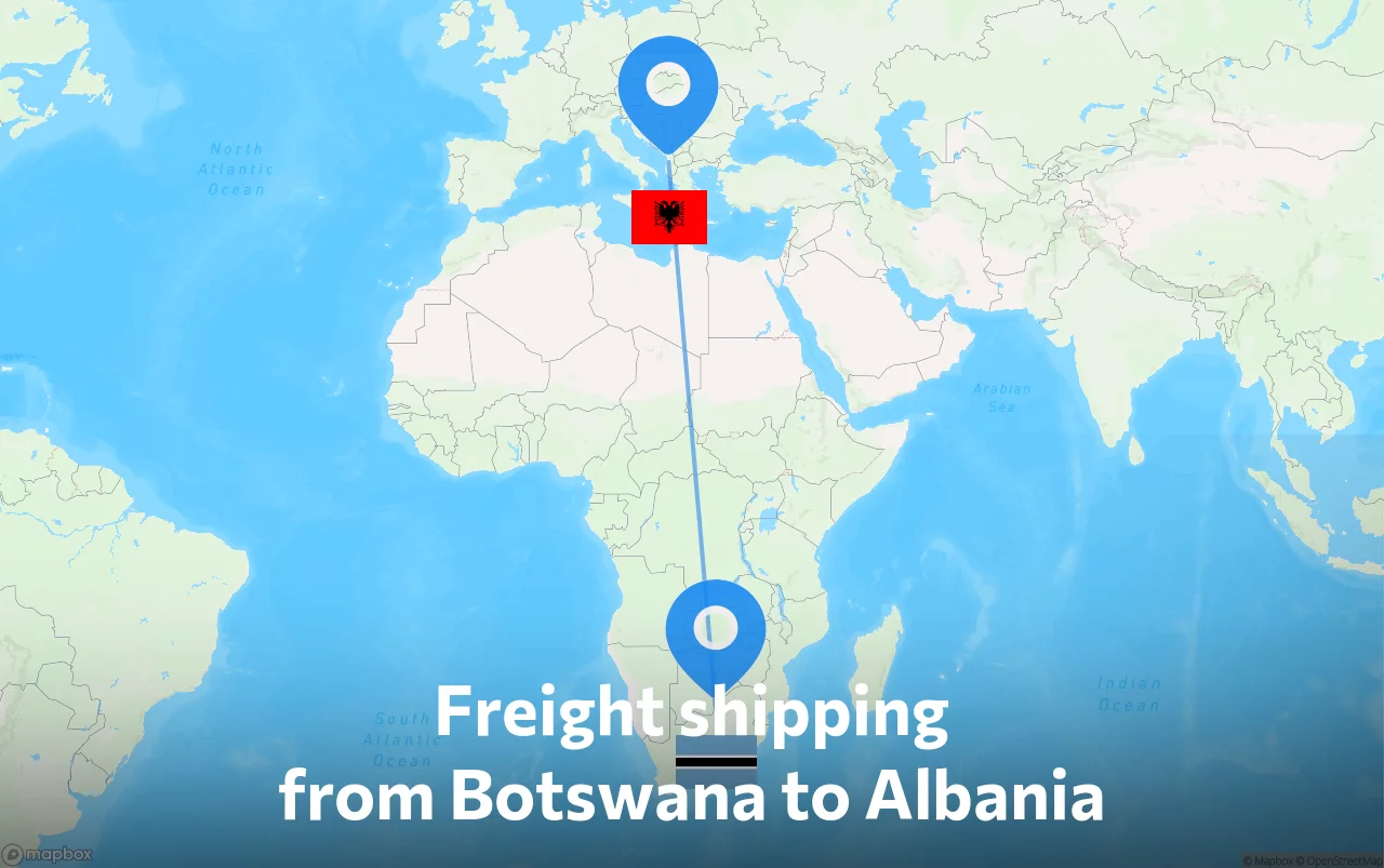 Shipping route from Botswana to Albania