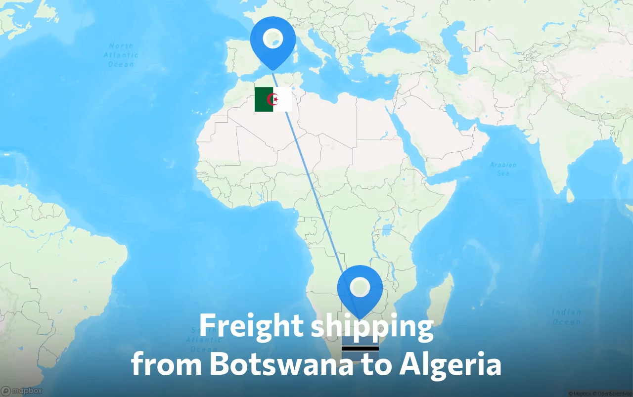 Shipping route from Botswana to Algeria