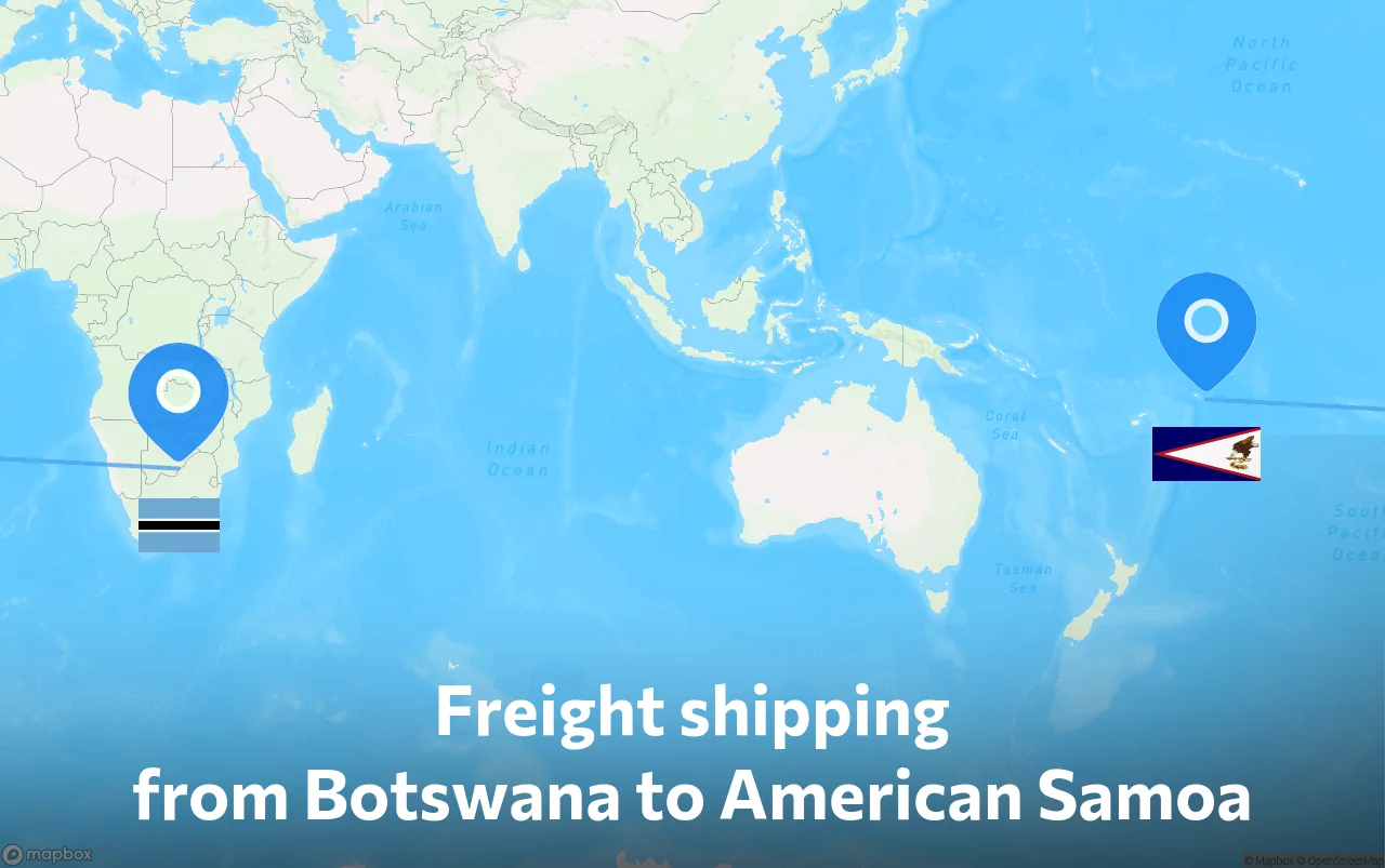 Shipping route from Botswana to American Samoa