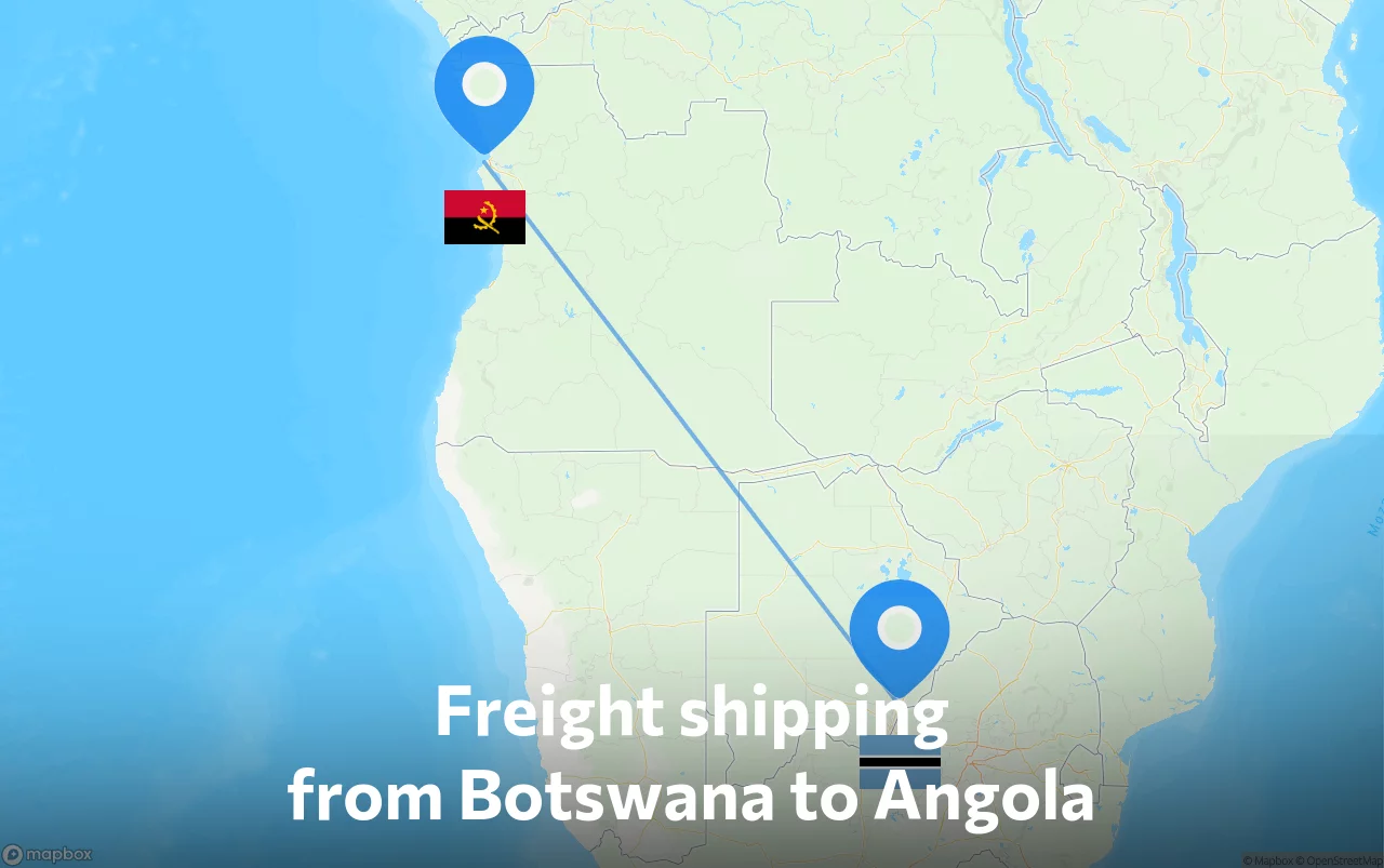 Shipping route from Botswana to Angola