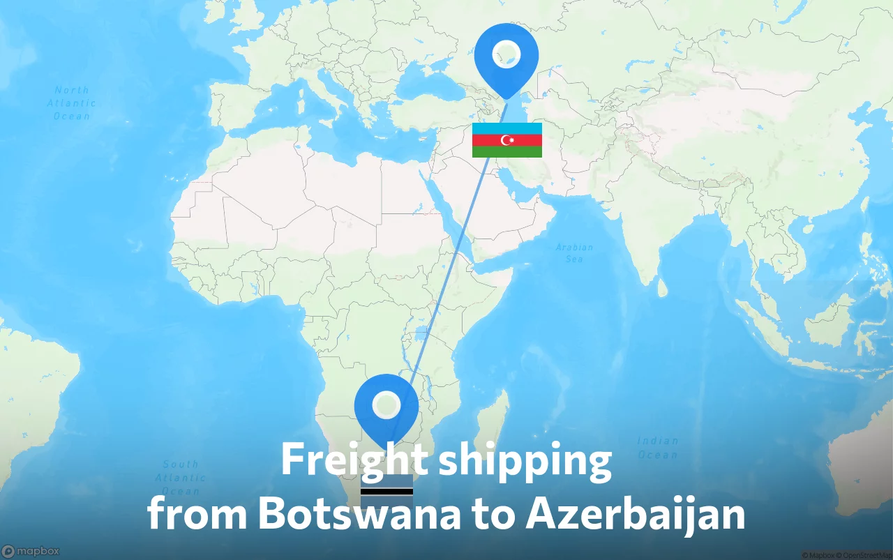 Shipping route from Botswana to Azerbaijan
