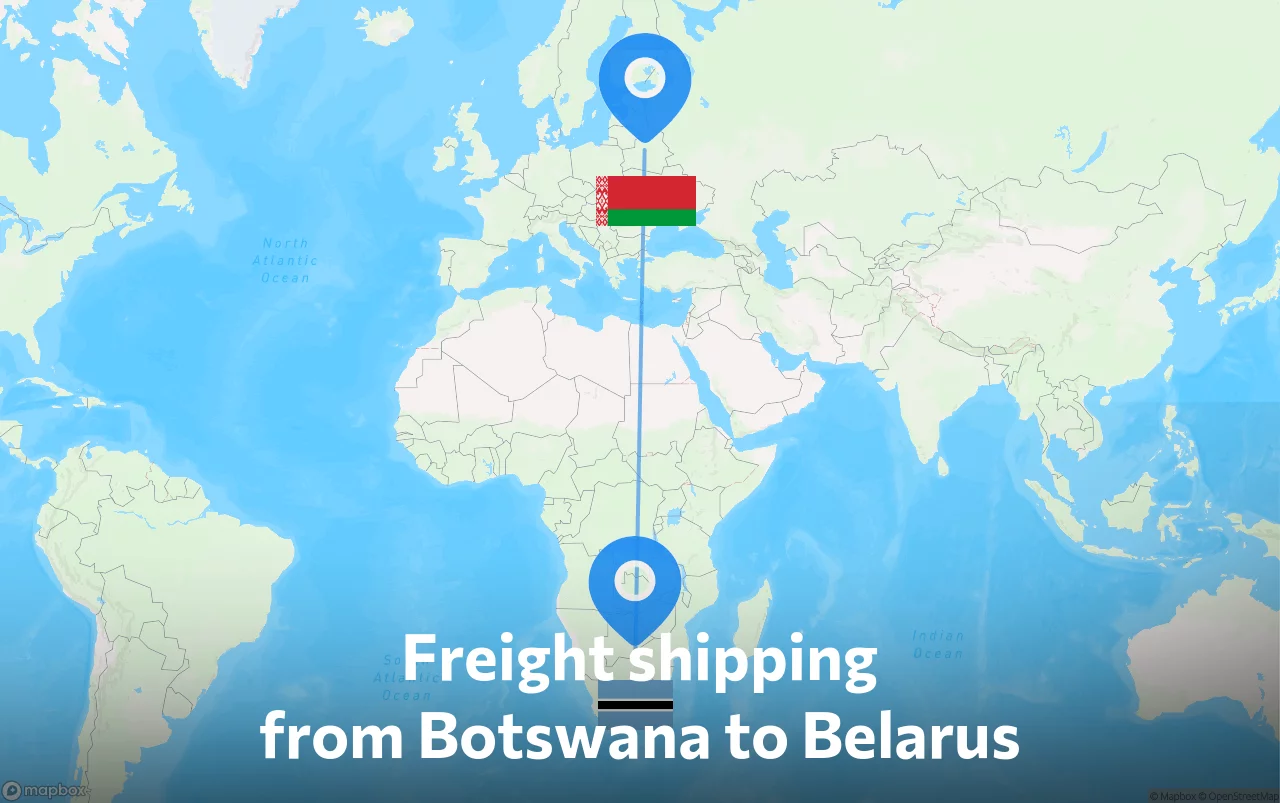 Shipping route from Botswana to Belarus