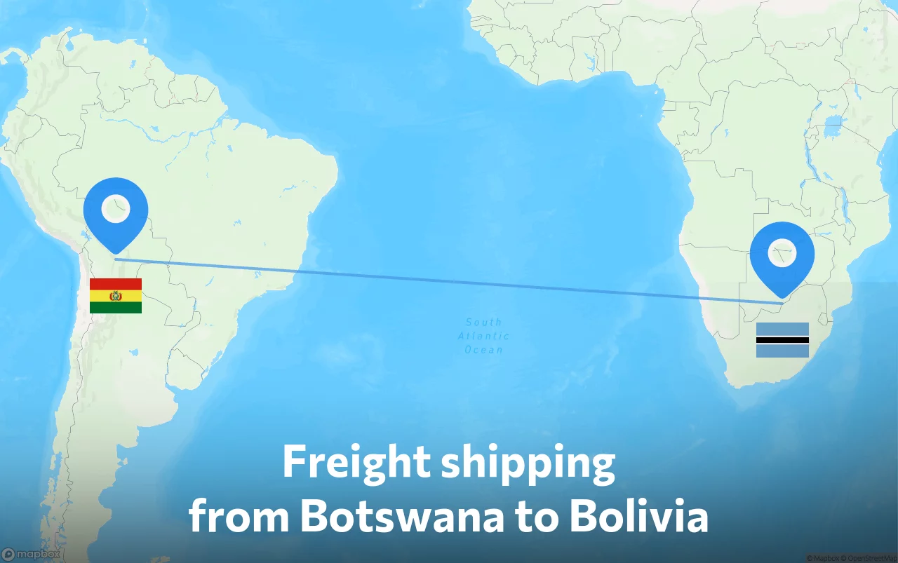 Shipping route from Botswana to Bolivia