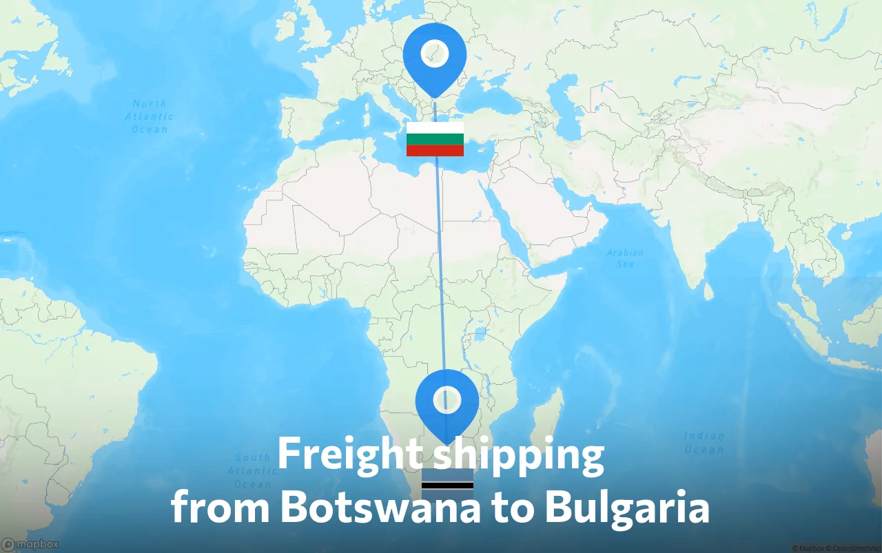 Shipping route from Botswana to Bulgaria