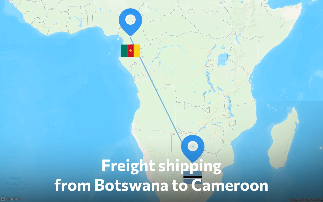 Shipping route from Botswana to Cameroon