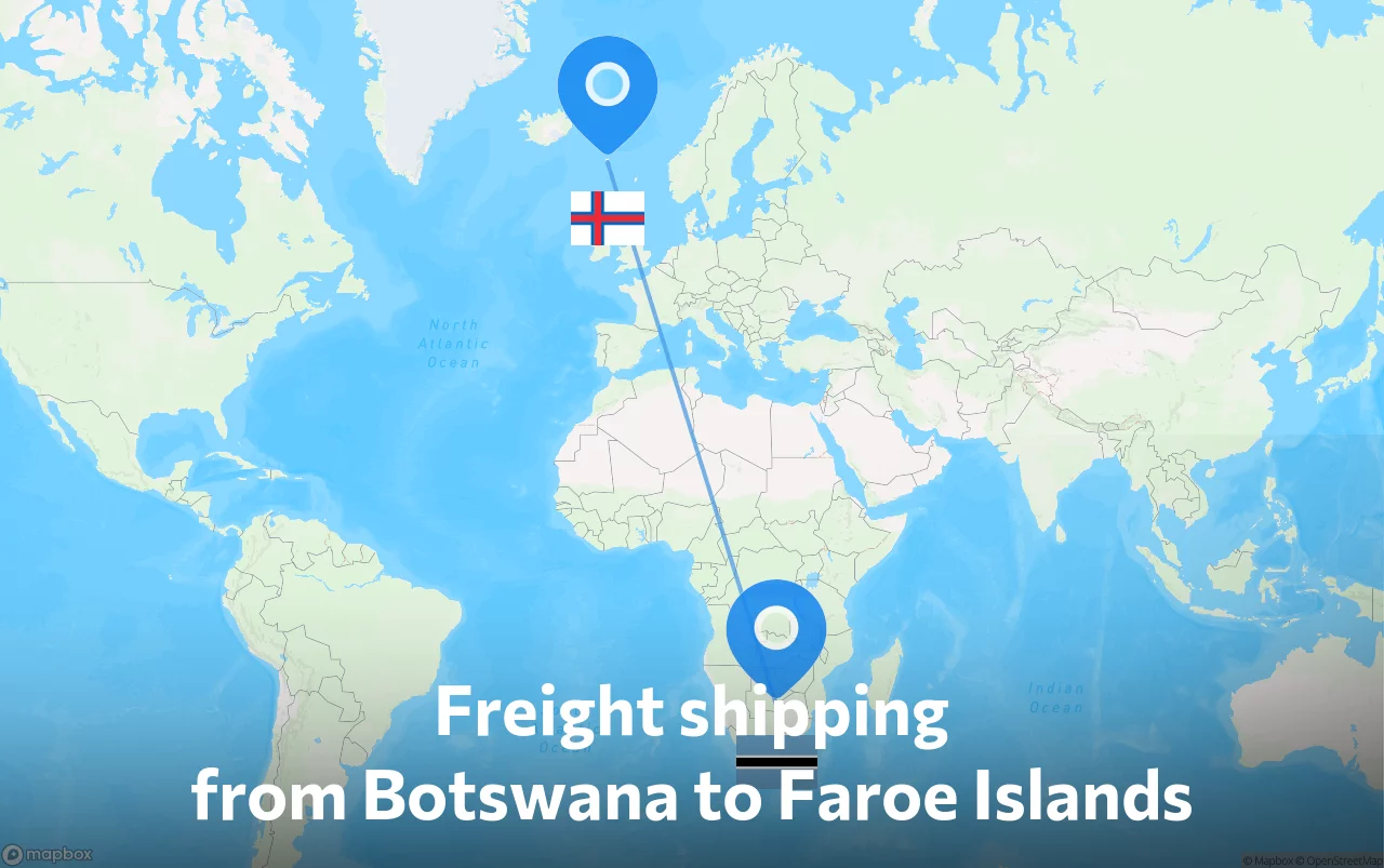 Shipping route from Botswana to Faroe Islands