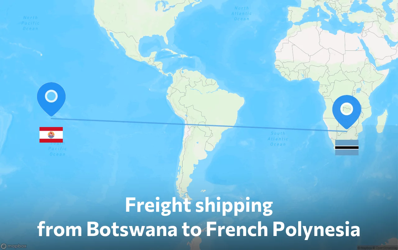 Shipping route from Botswana to French Polynesia