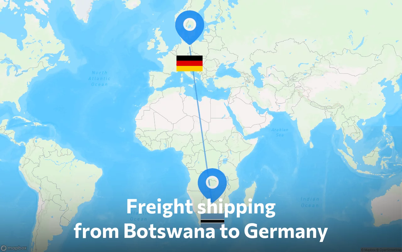 Shipping route from Botswana to Germany