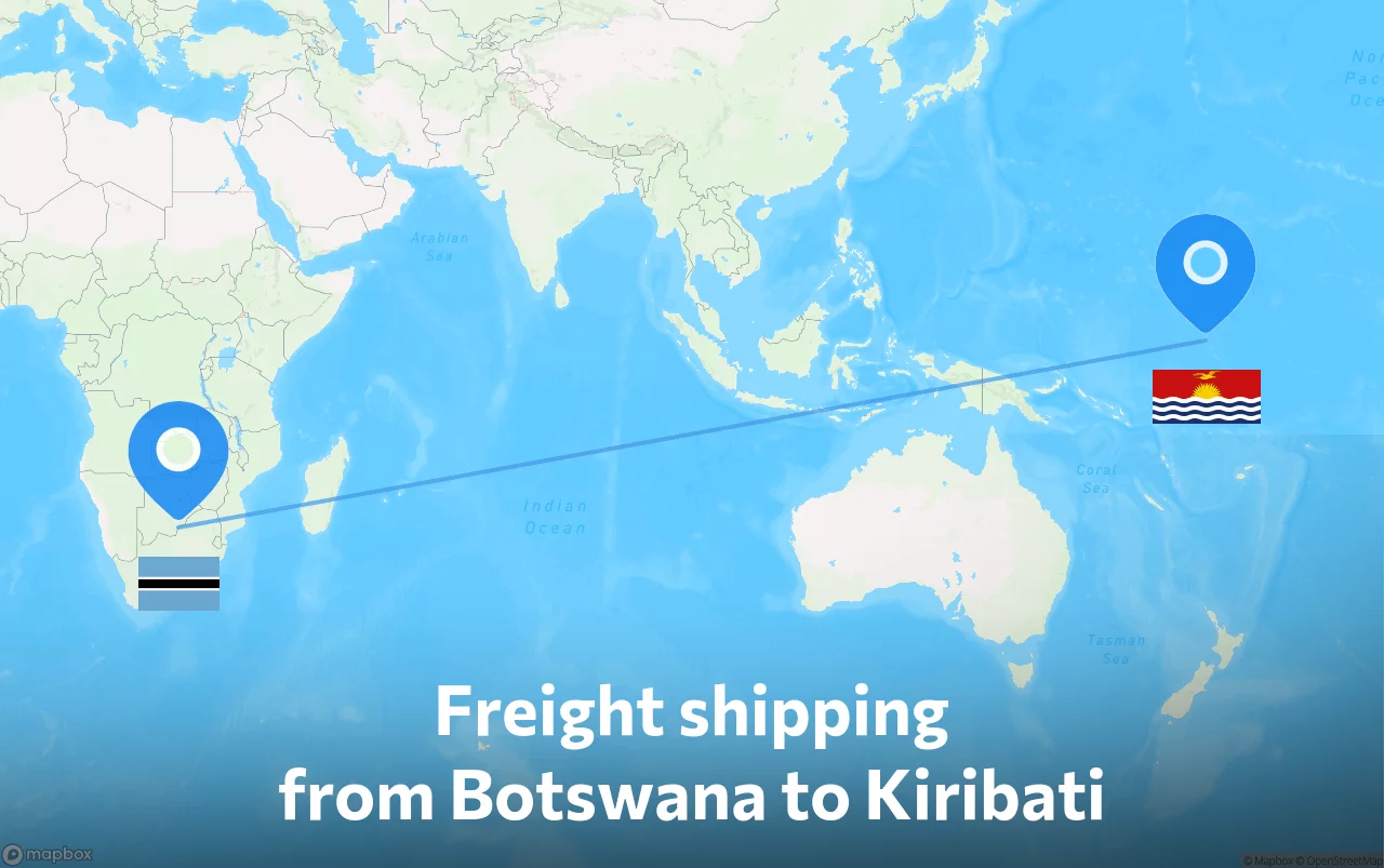 Shipping route from Botswana to Kiribati