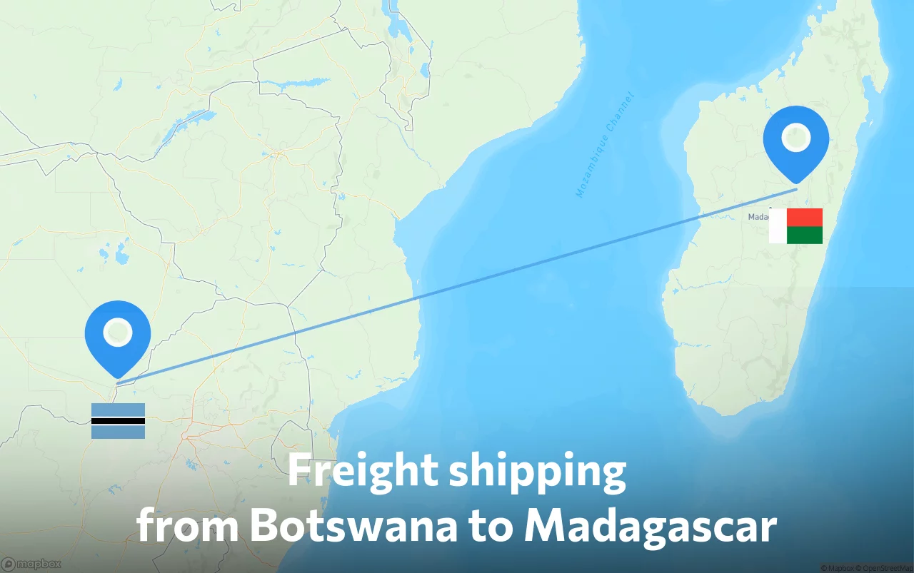 Shipping route from Botswana to Madagascar
