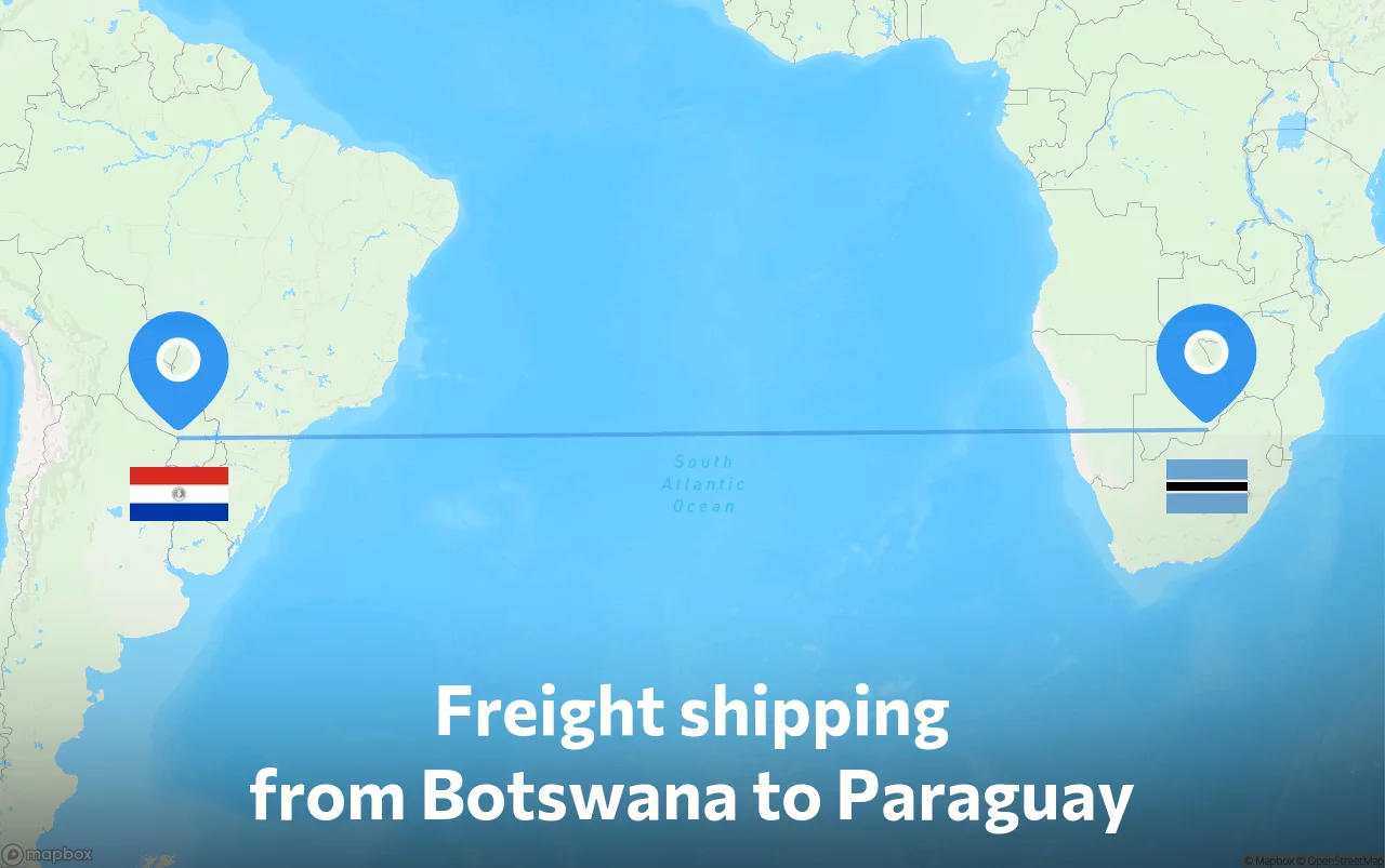 Shipping route from Botswana to Paraguay