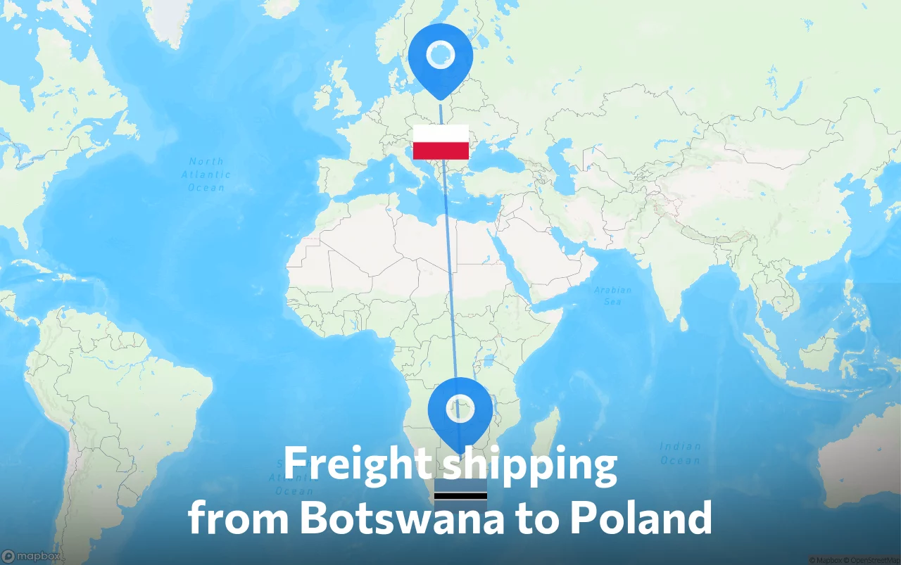 Shipping route from Botswana to Poland