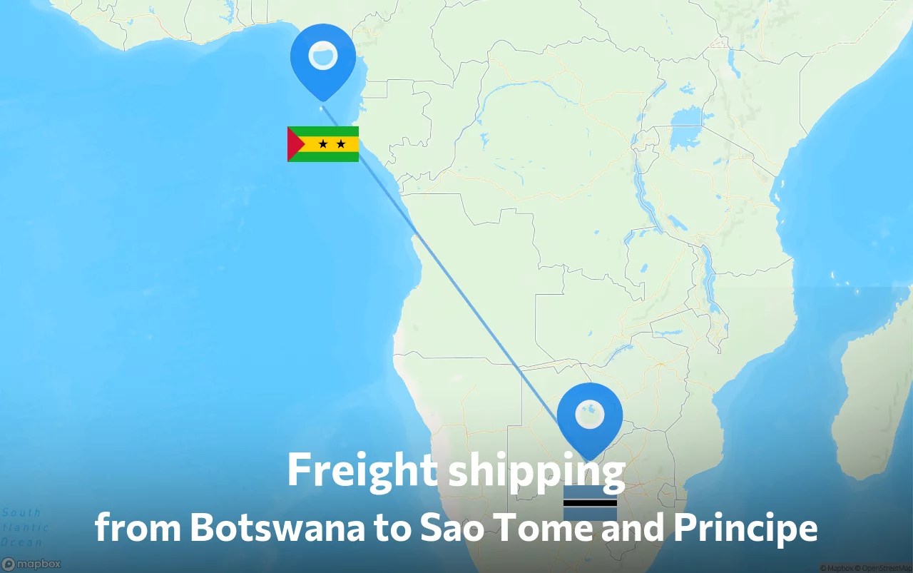 Shipping route from Botswana to Sao Tome and Principe