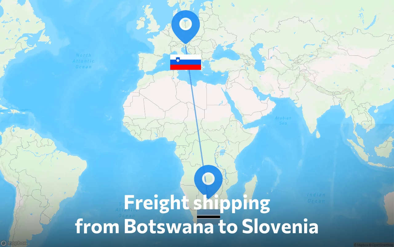 Shipping route from Botswana to Slovenia