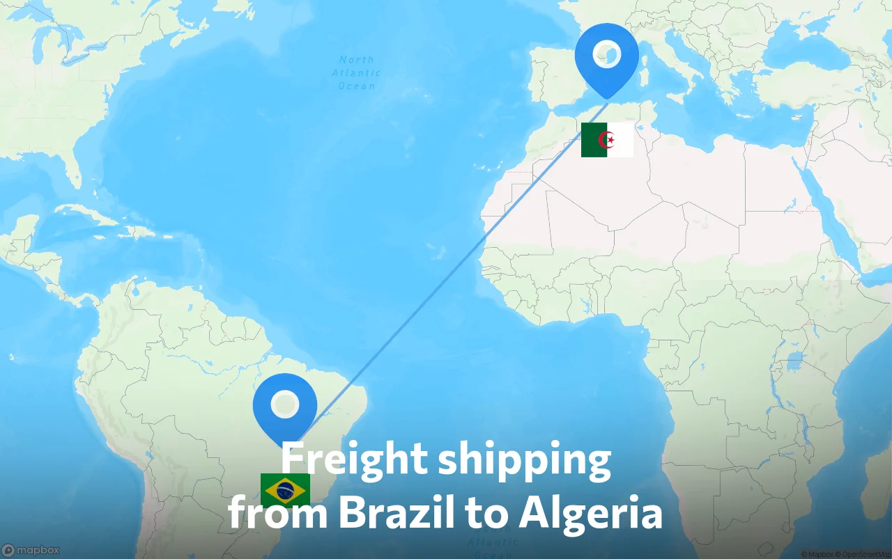 Shipping route from Brazil to Algeria