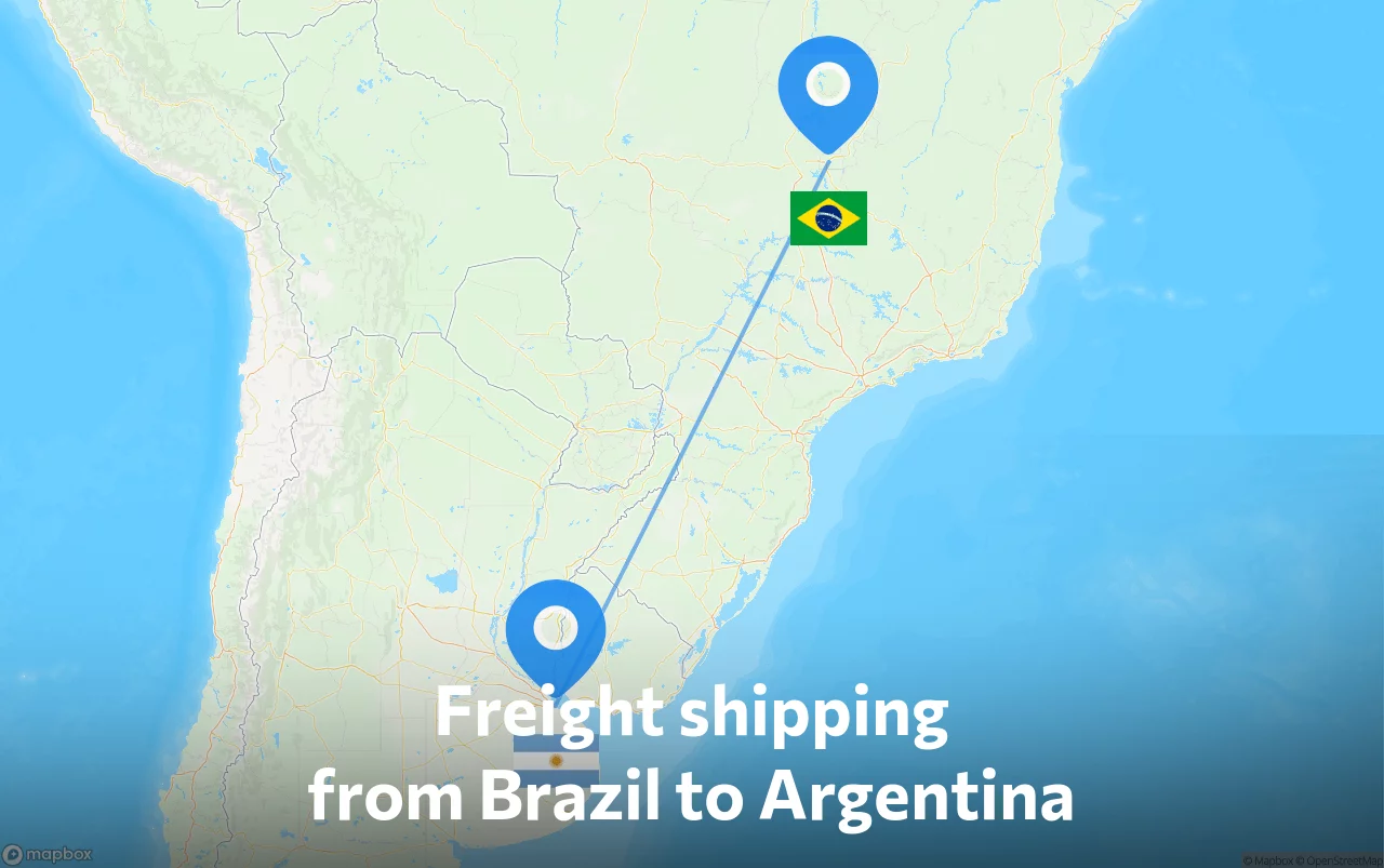 Shipping route from Brazil to Argentina