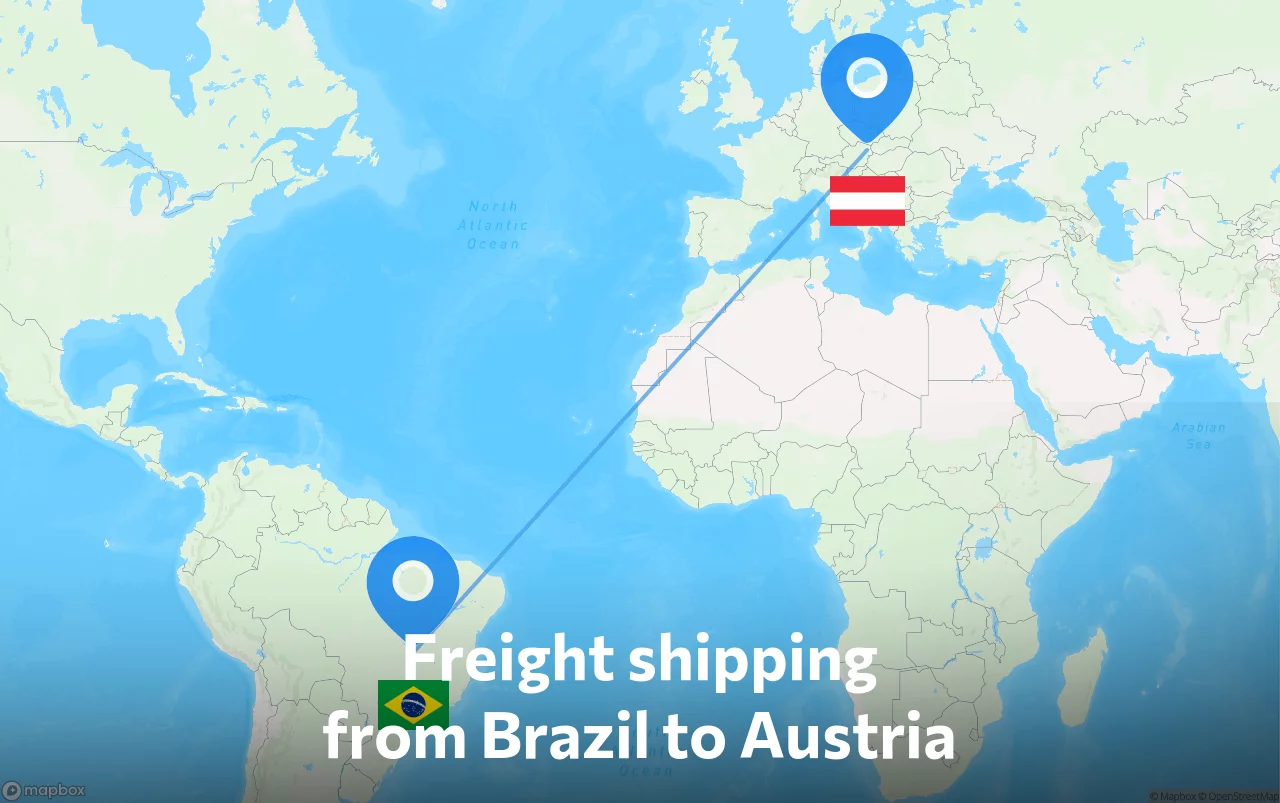 Shipping route from Brazil to Austria