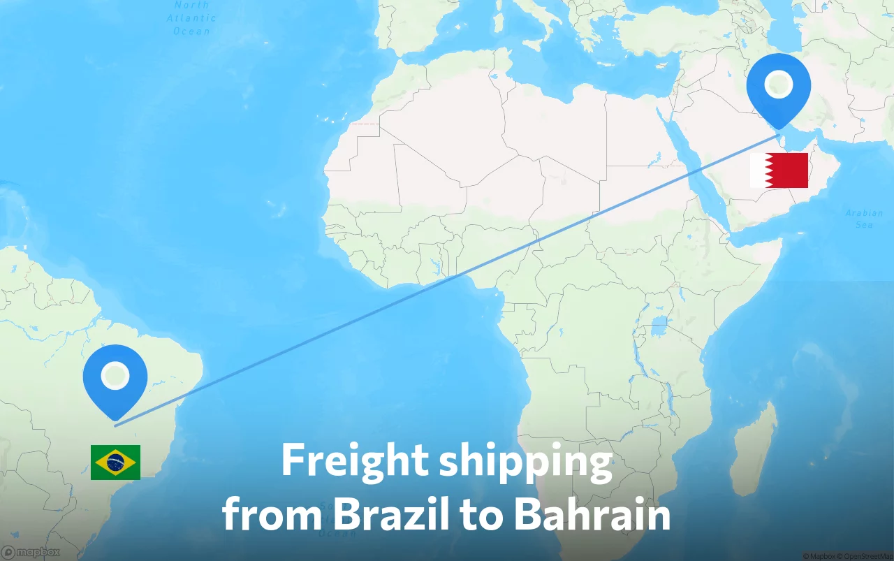 Shipping route from Brazil to Bahrain