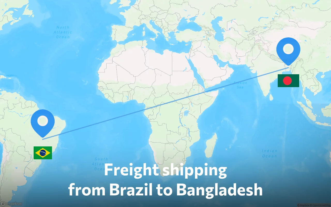 Shipping route from Brazil to Bangladesh