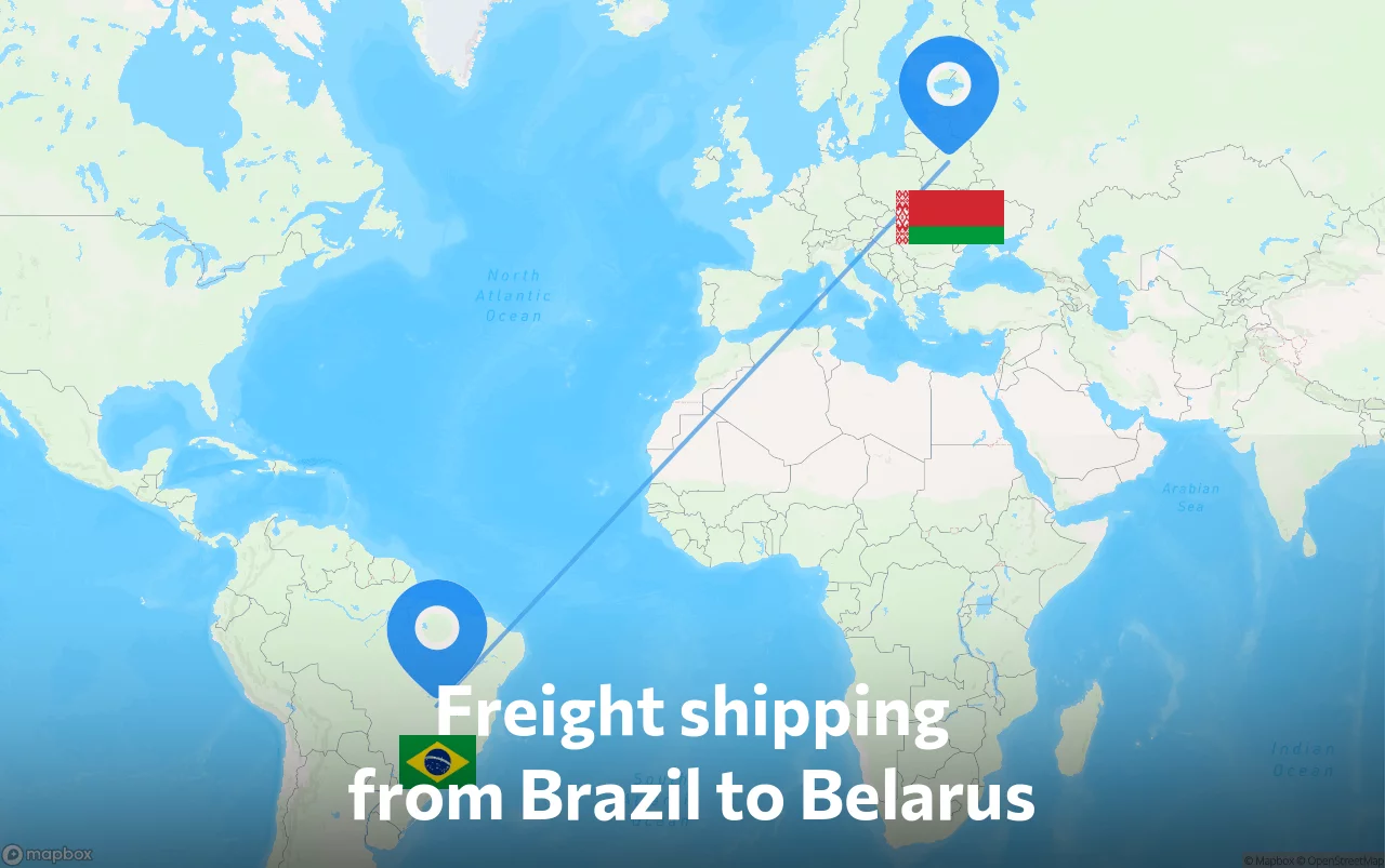 Shipping route from Brazil to Belarus