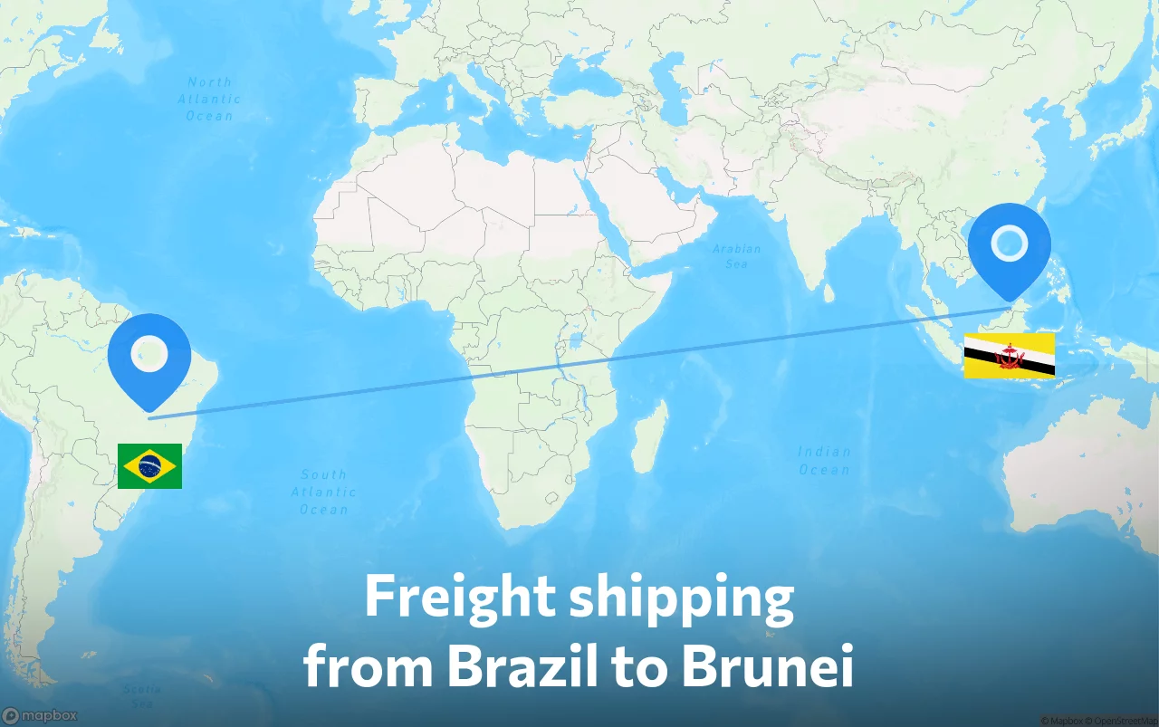 Shipping route from Brazil to Brunei