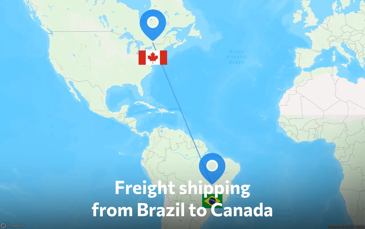 Shipping route from Brazil to Canada