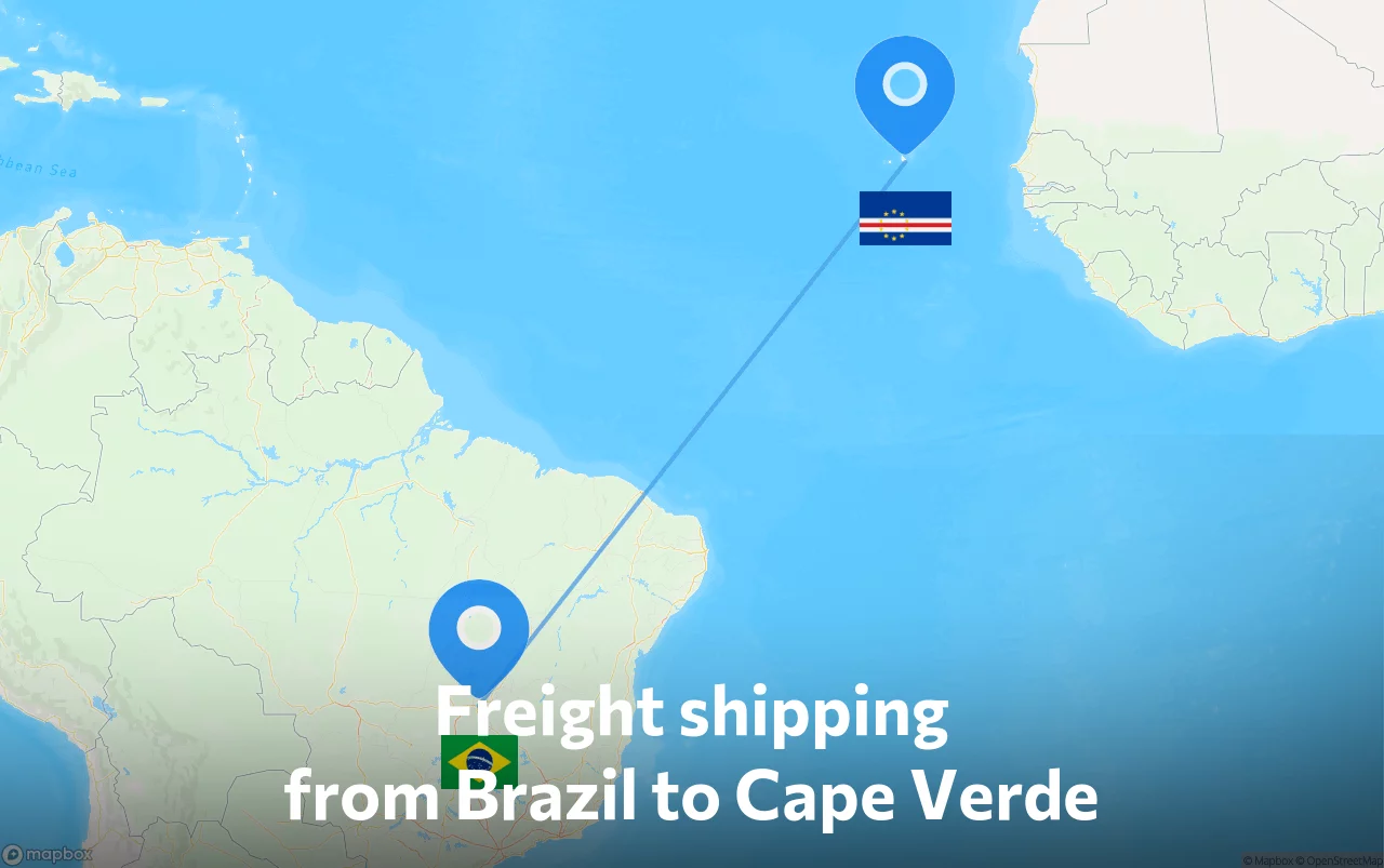 Shipping route from Brazil to Cape Verde