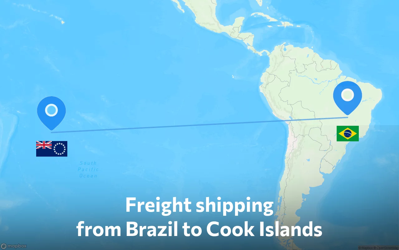 Shipping route from Brazil to Cook Islands
