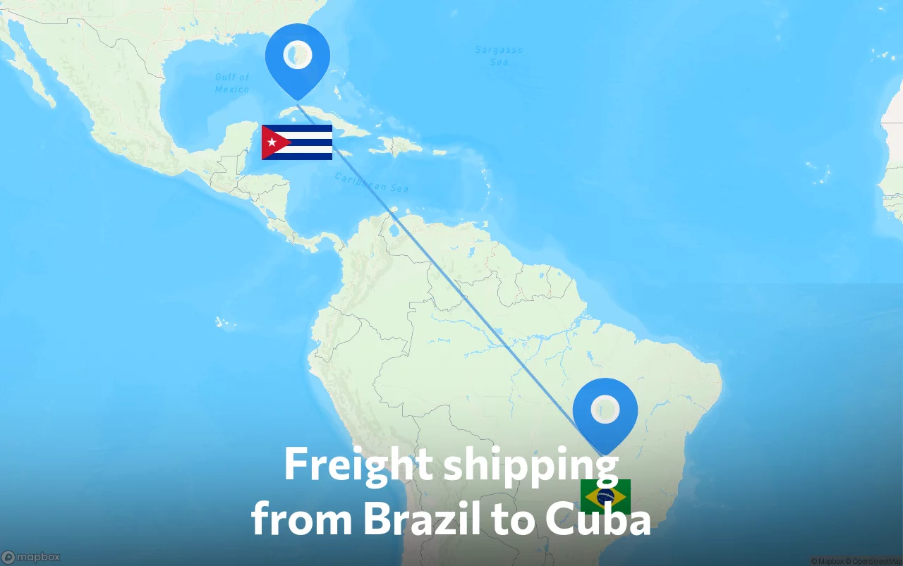 Shipping route from Brazil to Cuba
