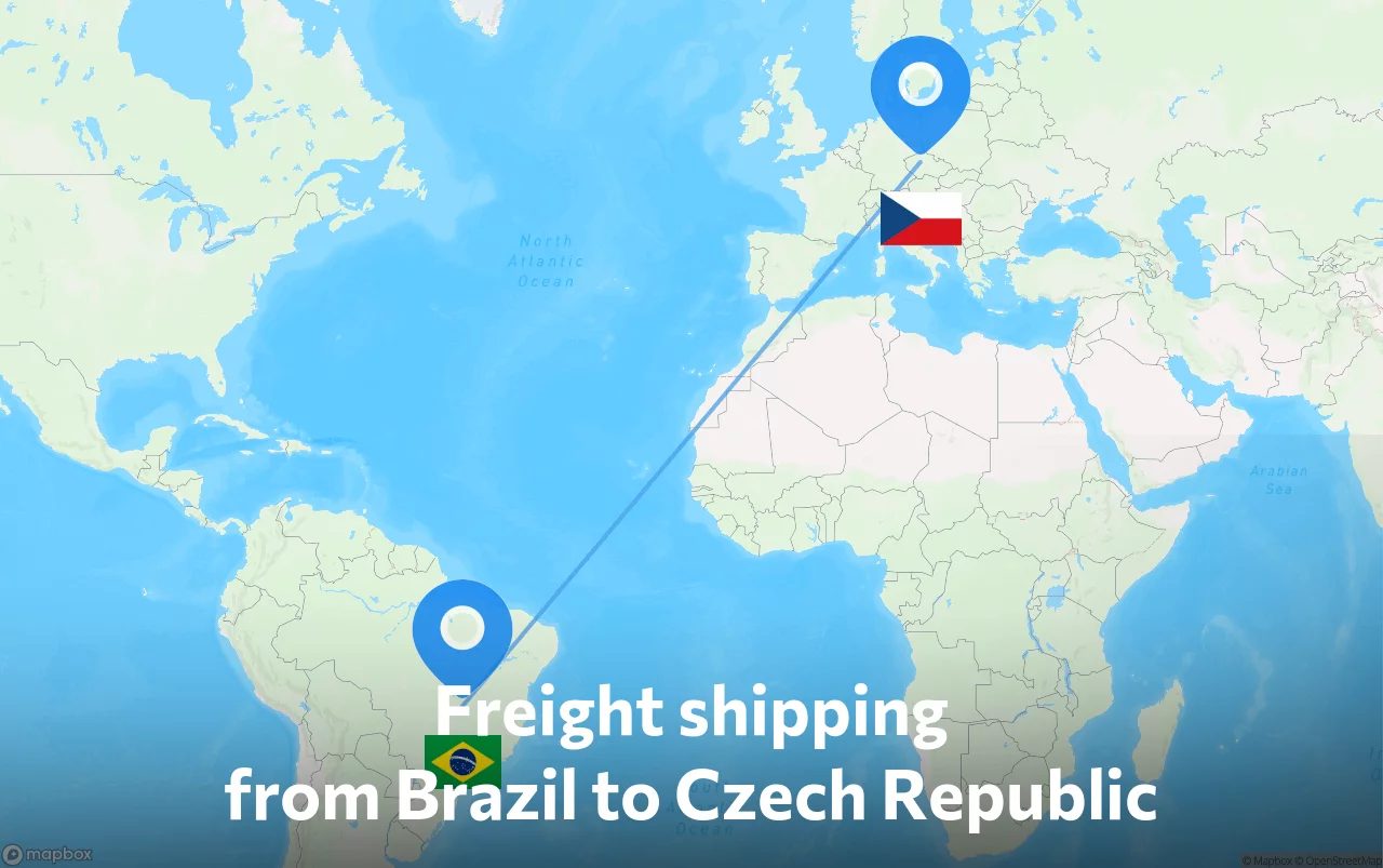 Shipping route from Brazil to Czech Republic