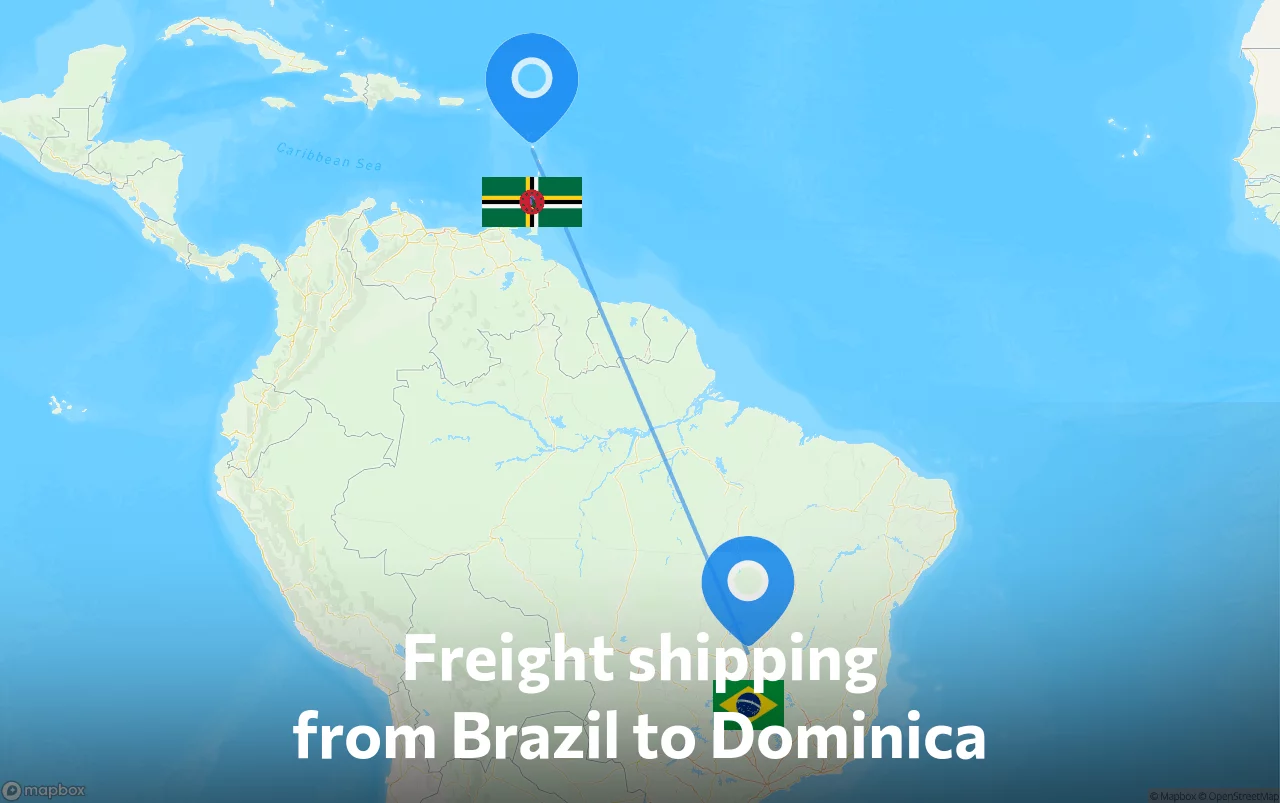 Shipping route from Brazil to Dominica