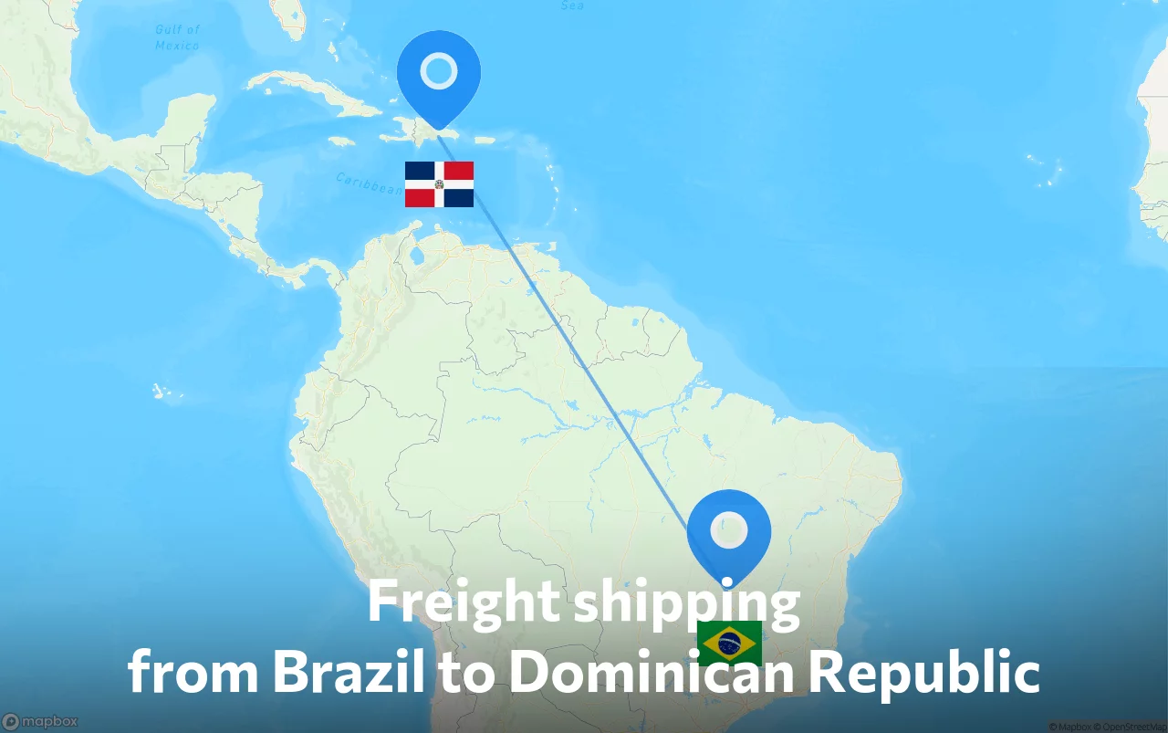 Shipping route from Brazil to Dominican Republic